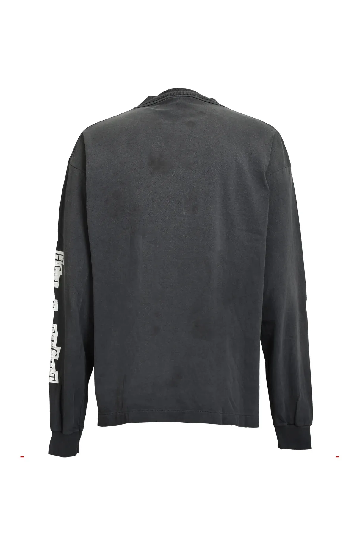 SAINT Mxxxxxx LS TEE/HEAVY WEIGHT/BLK sheep head devil distressed long sleeves, washed black S-XL 25 autumn and winter latest style, cylindrical side seam fabric, heavy wash water, faded and distressed, top printing technology, distressed crack treatment, correct version, original consistent main mark/washed mark/little angel anti-counterfeiting mark, hand-splashed ink graffiti, wormhole wear, top purchasing agent level